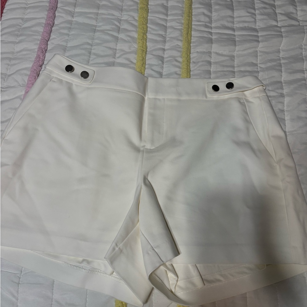 Elle White High-Waist Tailored Shorts